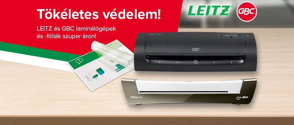 Vásároljon LEITZ és GBC laminálógépeket és meleglamináló fóliákat 23% kedvezménnyel!