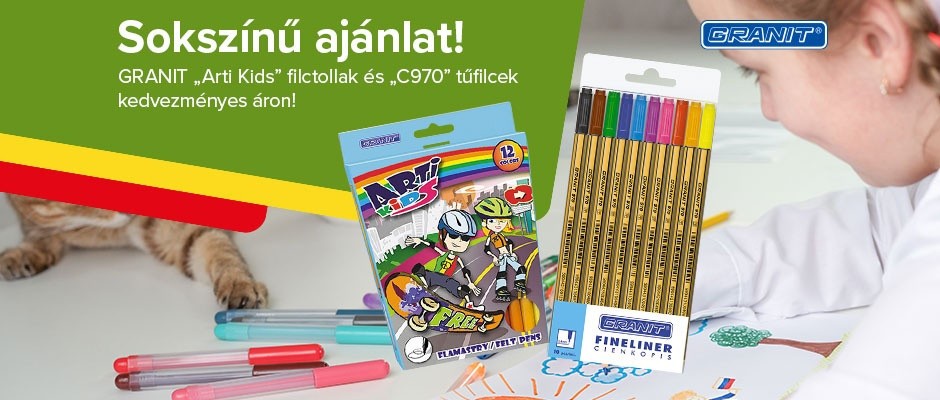 Vásároljon GRANIT „Arti Kids” filctollakat és „C970” tűfilceket 15% kedvezménnyel!
