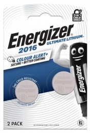 Gombelem, CR2016, 2 db, színjelző, ENERGIZER "Ultimate Lítium Performance"